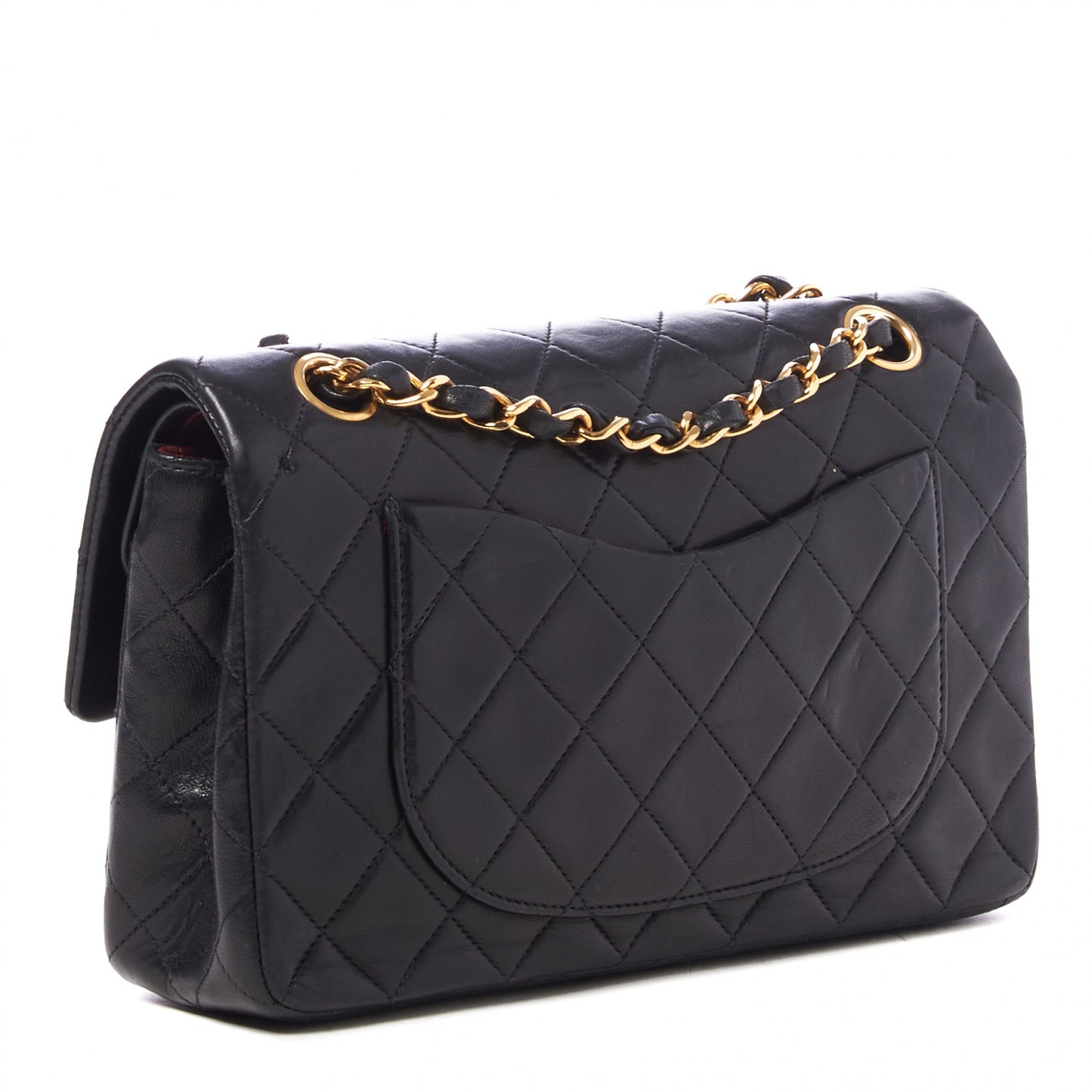 Lambskin Quilted Small Double Flap Black