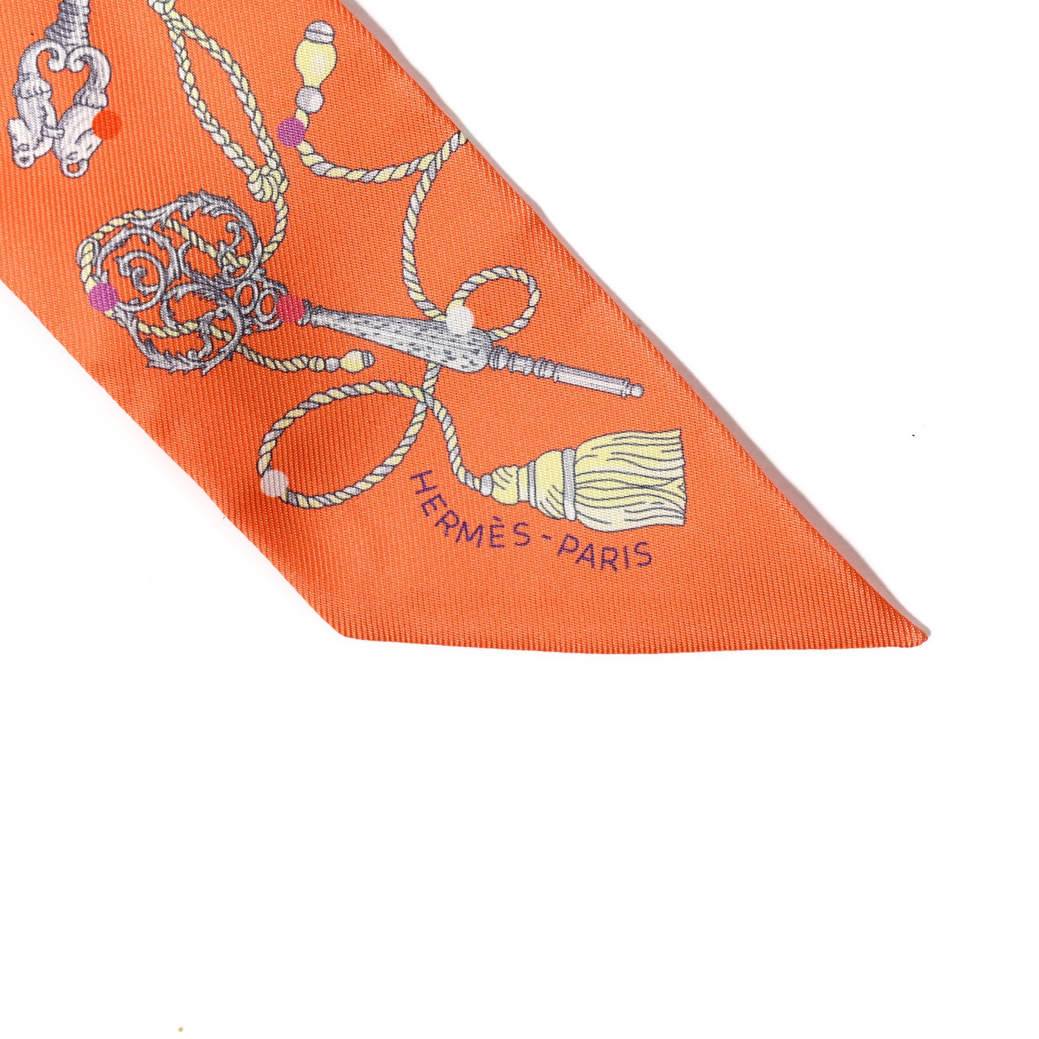 Hermes Silk Les Cles A Pois Twilly Abricot Gris Acier 2 of 5