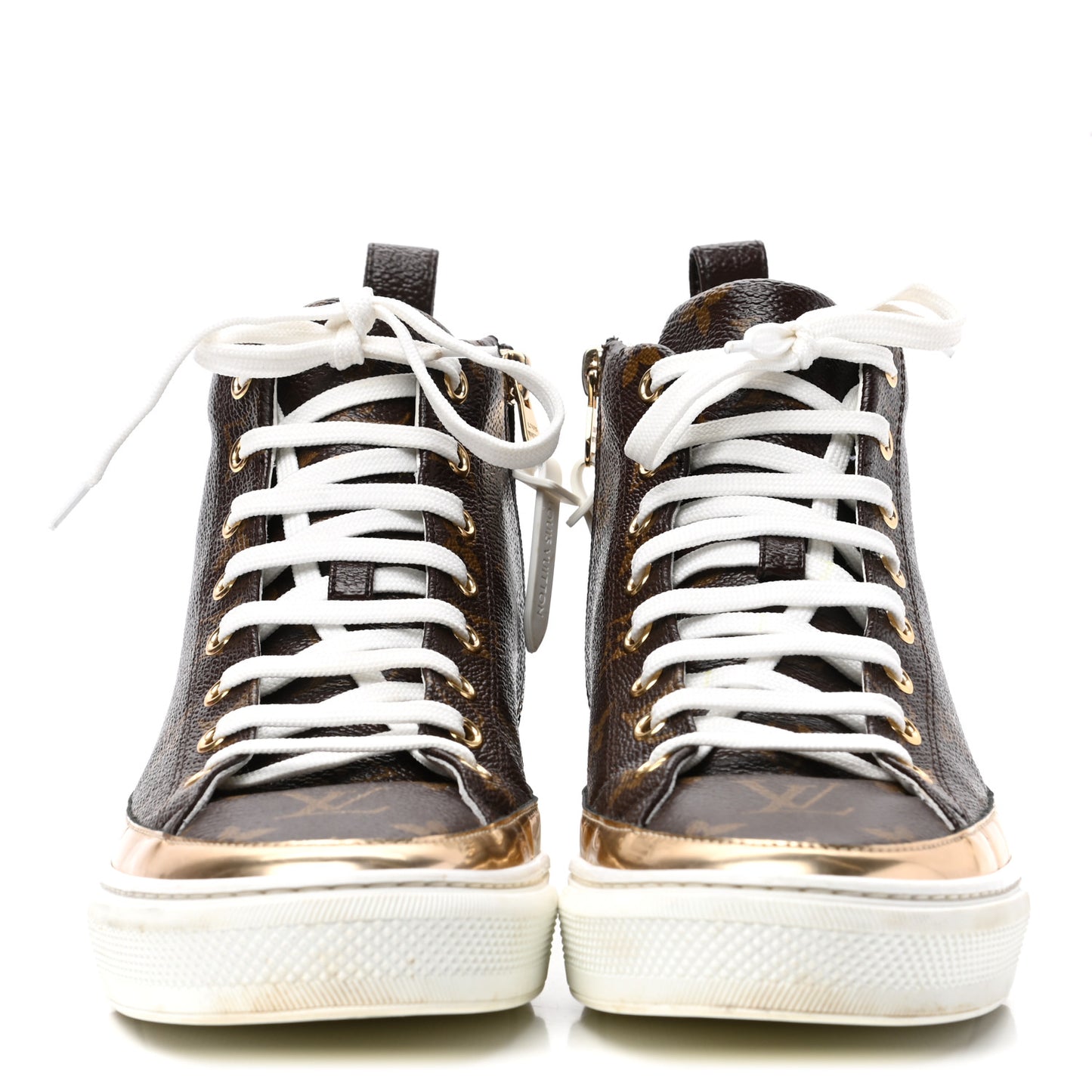 Patent Monogram Stellar Sneaker Boots 38 Gold