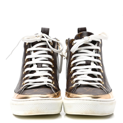 Louis Vuitton Patent Monogram Stellar Sneaker Boots 38 Gold 2 of 9