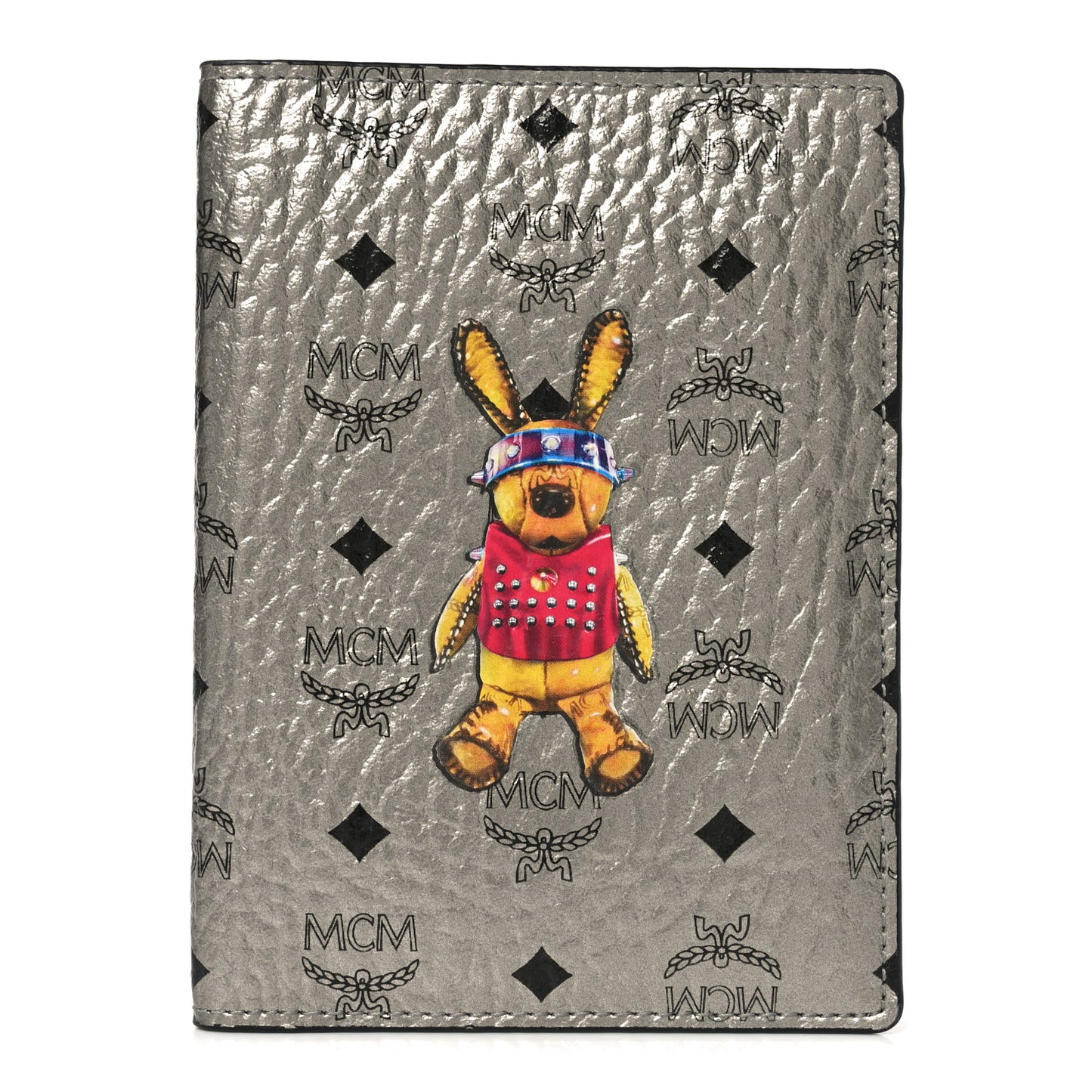 Metallic Visetos Rabbit Passport Holder Silver