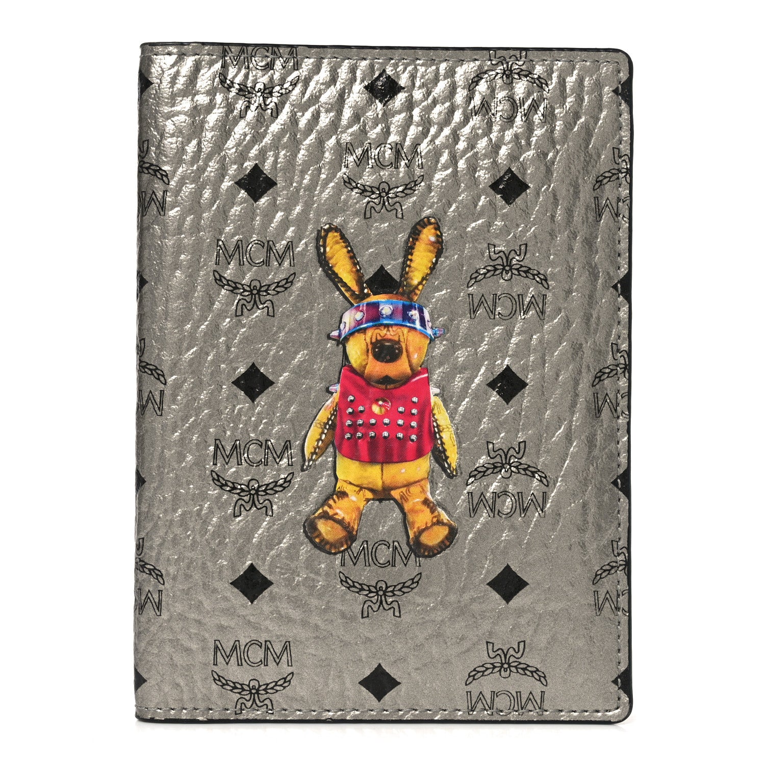 MCM Metallic Visetos Rabbit Passport Holder Silver 1 of 6