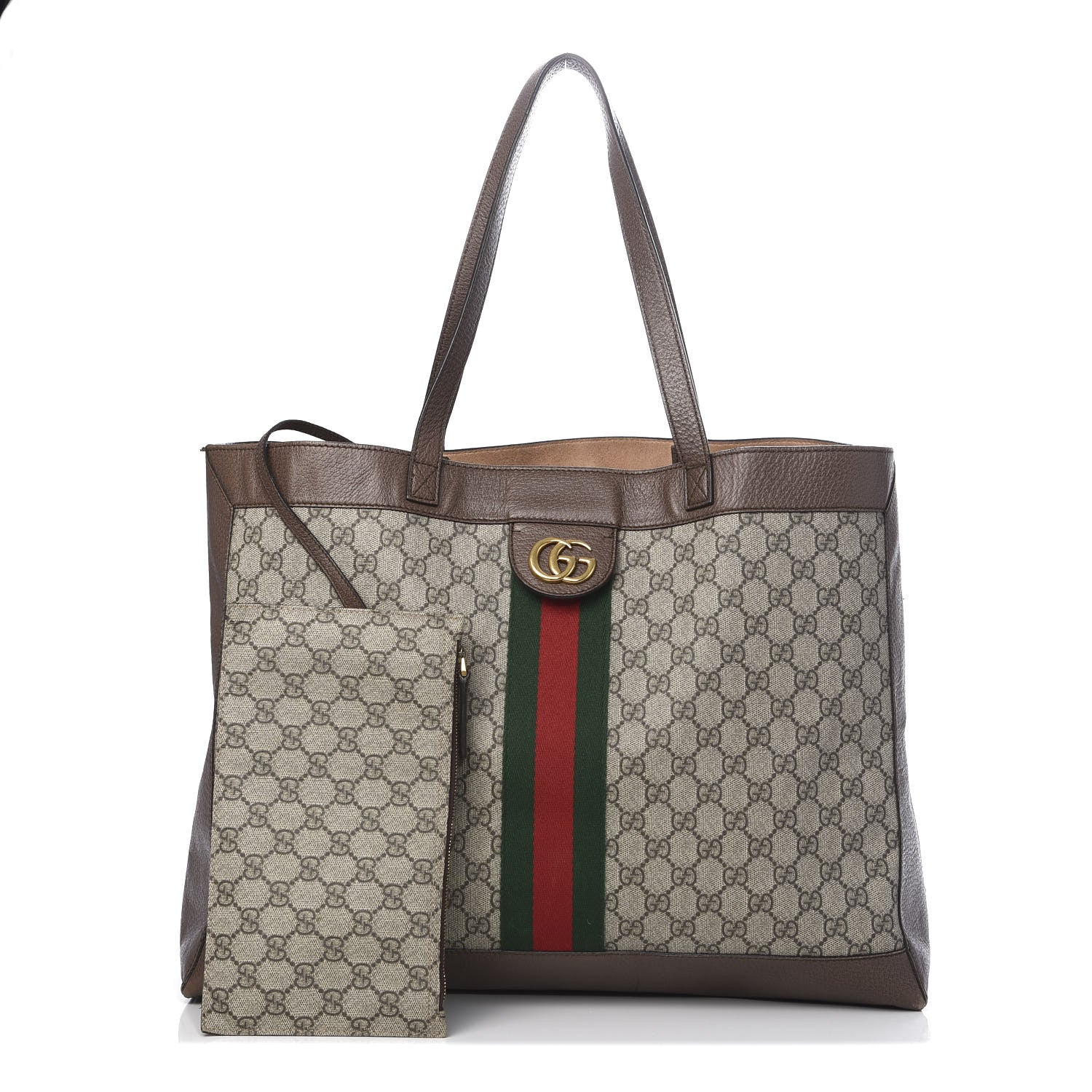 Gucci GG Supreme Monogram Web Large Ophidia Tote Brown 1 of 20