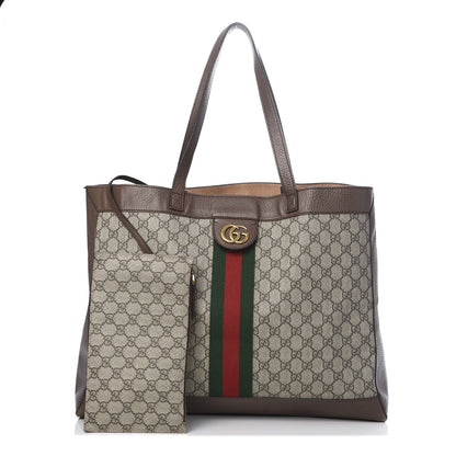 Gucci GG Supreme Monogram Web Large Ophidia Tote Brown 1 of 20
