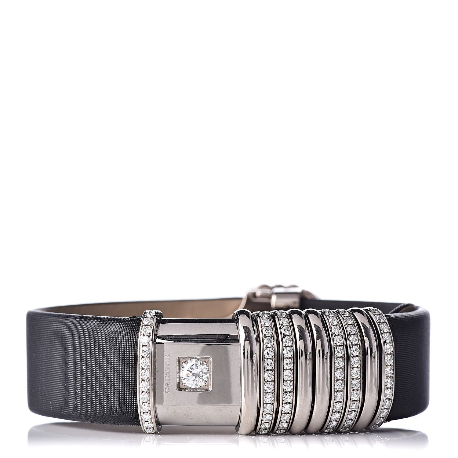 Cartier 18K White Gold Satin Diamond 16mm Declaration Quartz Watch 3 of 8