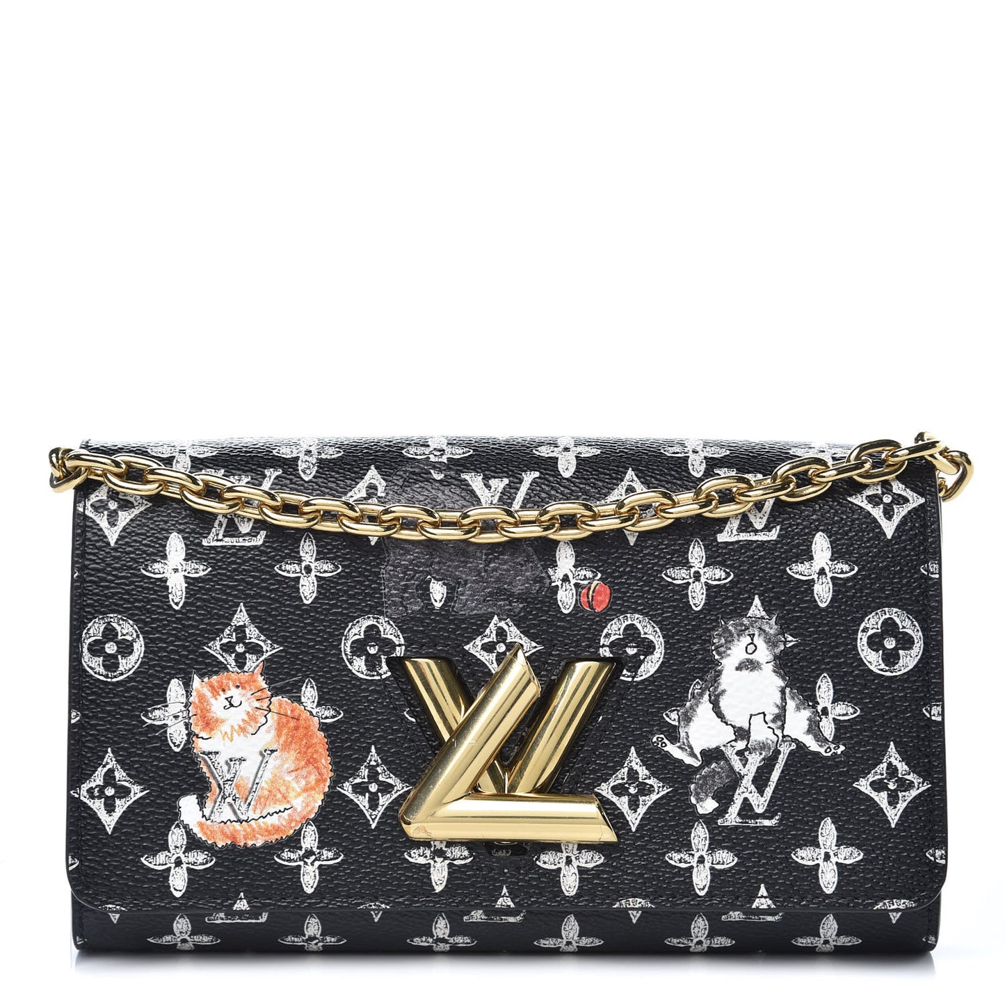 Catogram Twist Chain Wallet Black