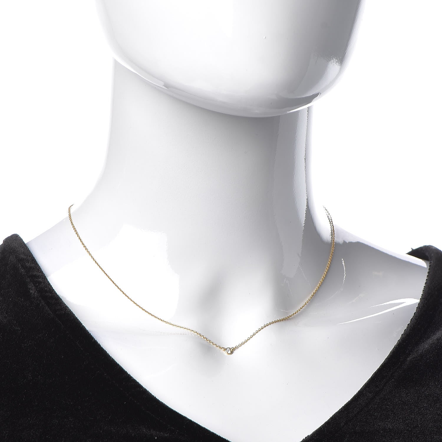 Tiffany 18K Yellow Gold Diamond .05ct Elsa Peretti Diamonds by the Yard Pendant Necklace 2 of 7