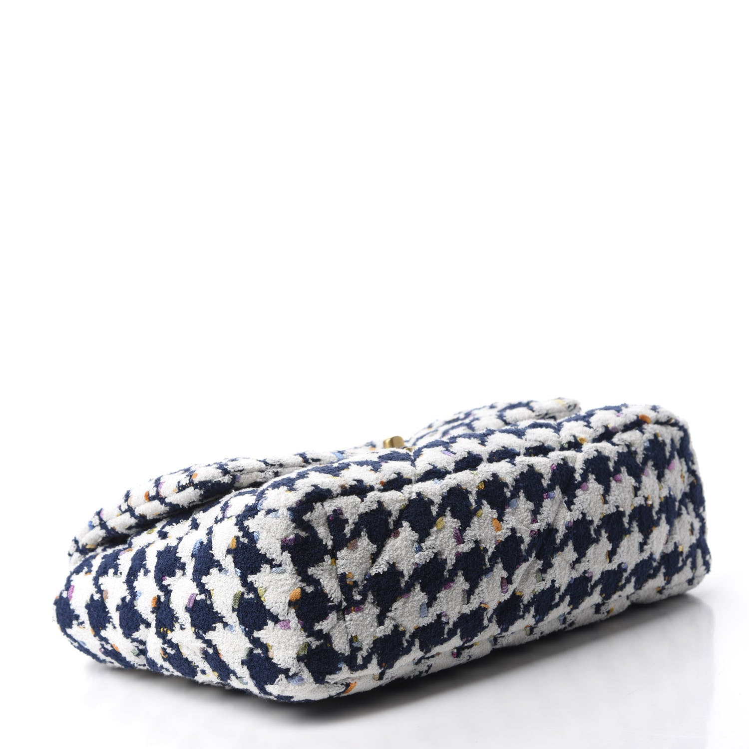 Chanel Tweed Quilted Large 19 Flap Ecru Navy Blue Multicolor 4 of 10