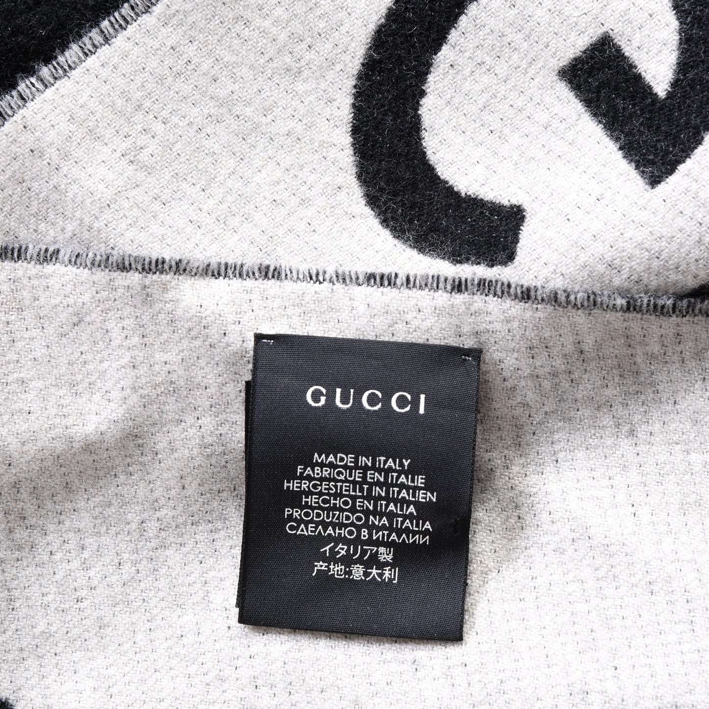 Wool Knit Wolf Scarf Black
