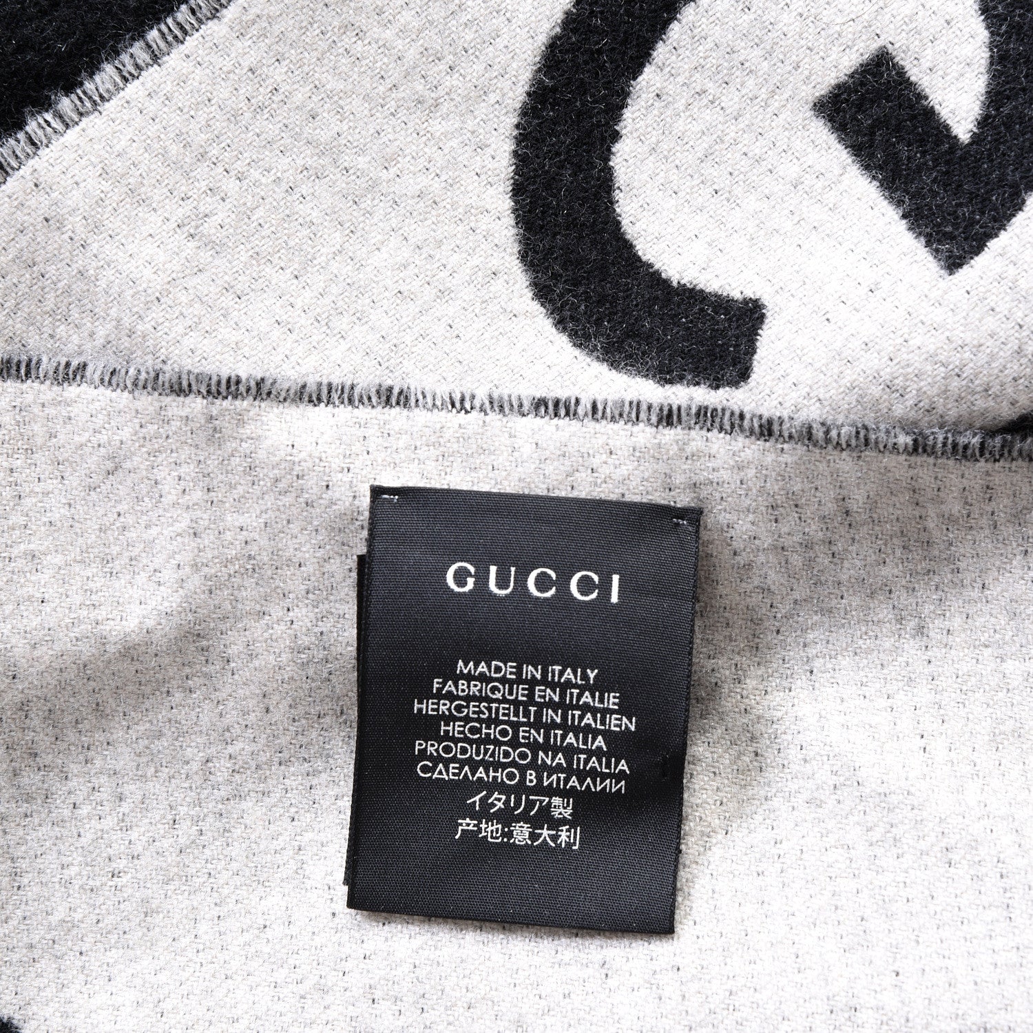 Gucci Wool Knit Wolf Scarf Black 6 of 6