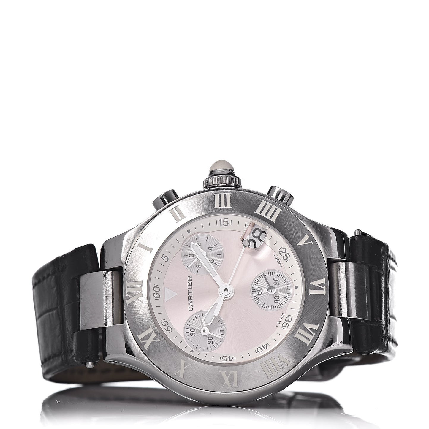 Stainless Steel Alligator 32mm Must 21 Chronoscaph Quartz Watch Pink