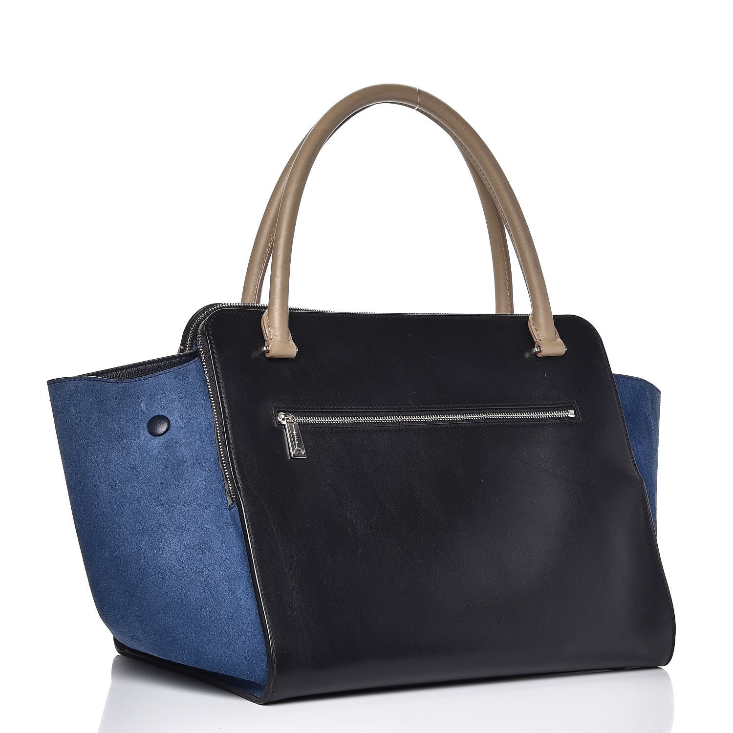 Celine Calfskin Suede Tri-Color Double Zip Trapeze Sand 3 of 8