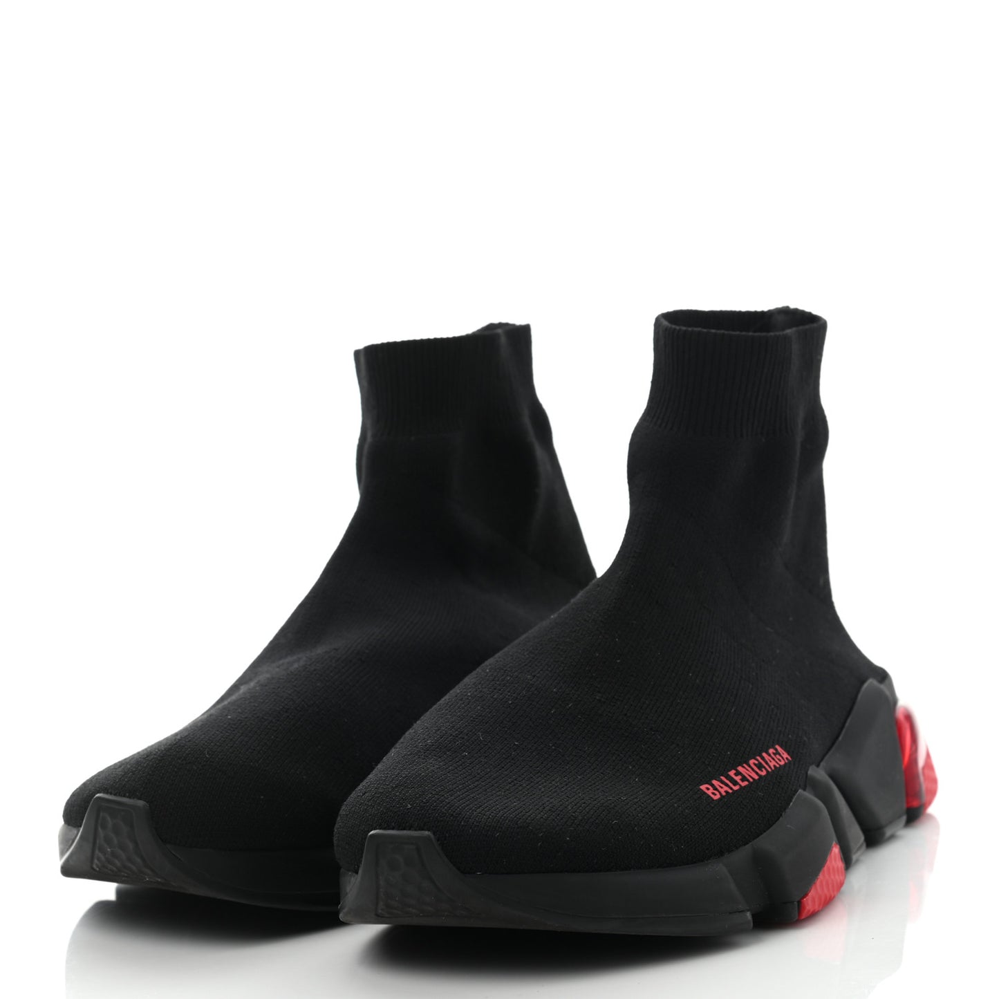 Neoprene Knit Mens Speed Clear Sole Sneakers 42 Black Red