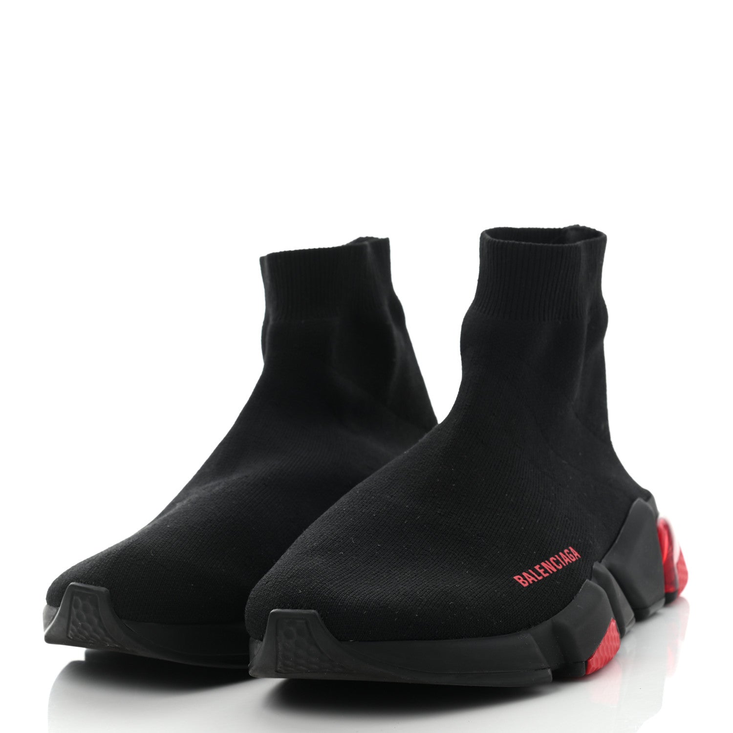 Balenciaga Neoprene Knit Mens Speed Clear Sole Sneakers 42 Black Red 3 of 14