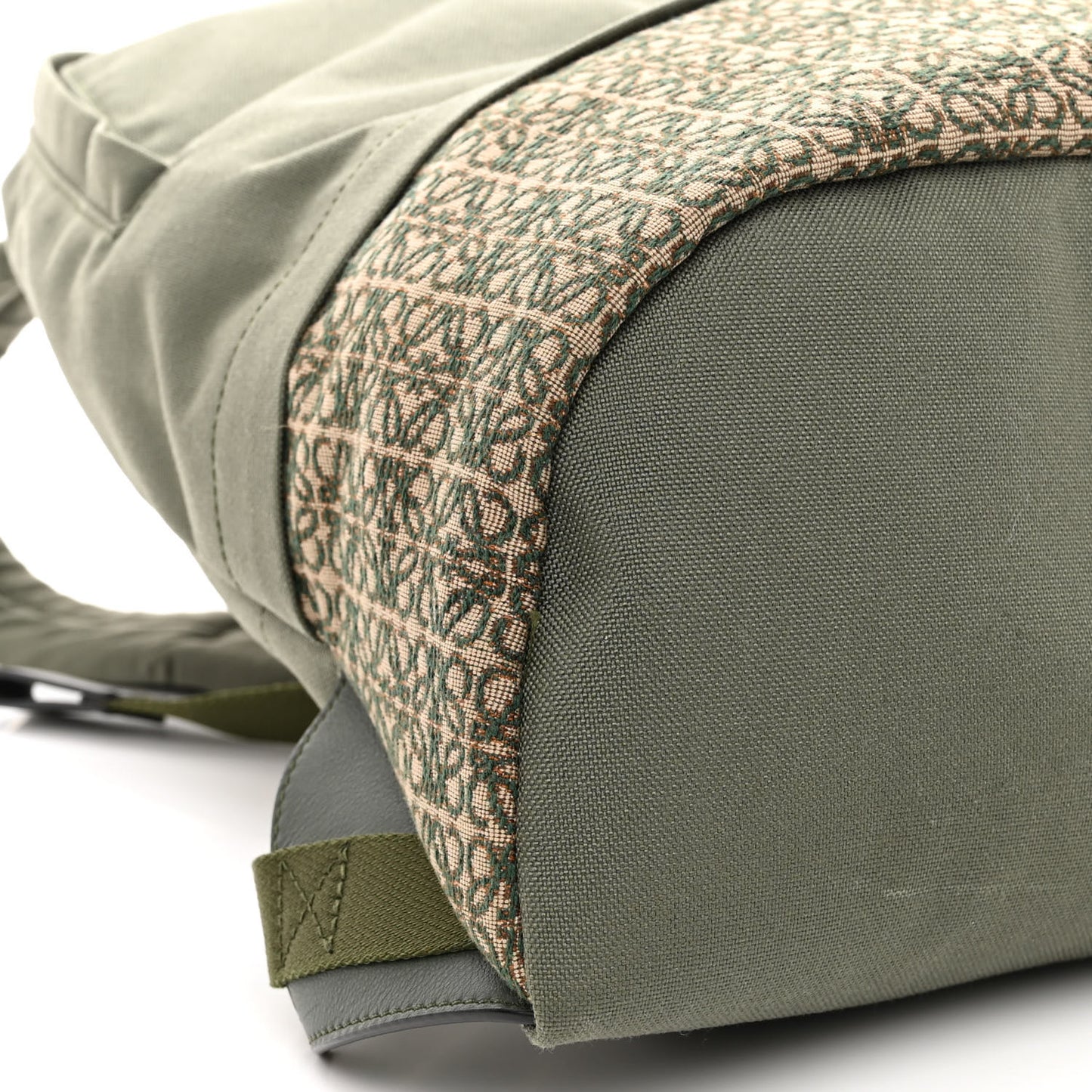 Jacquard Anagram Calfskin Round Slim Backpack Khaki Green