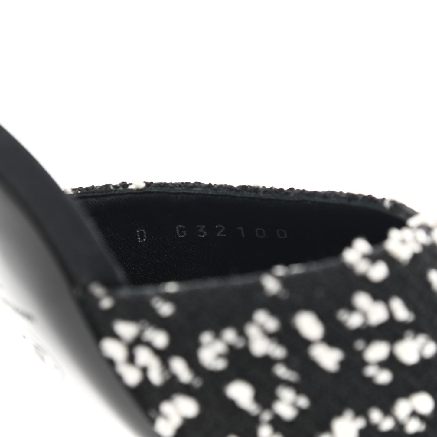 Tweed Grosgrain Pearl Mules 38 Black White