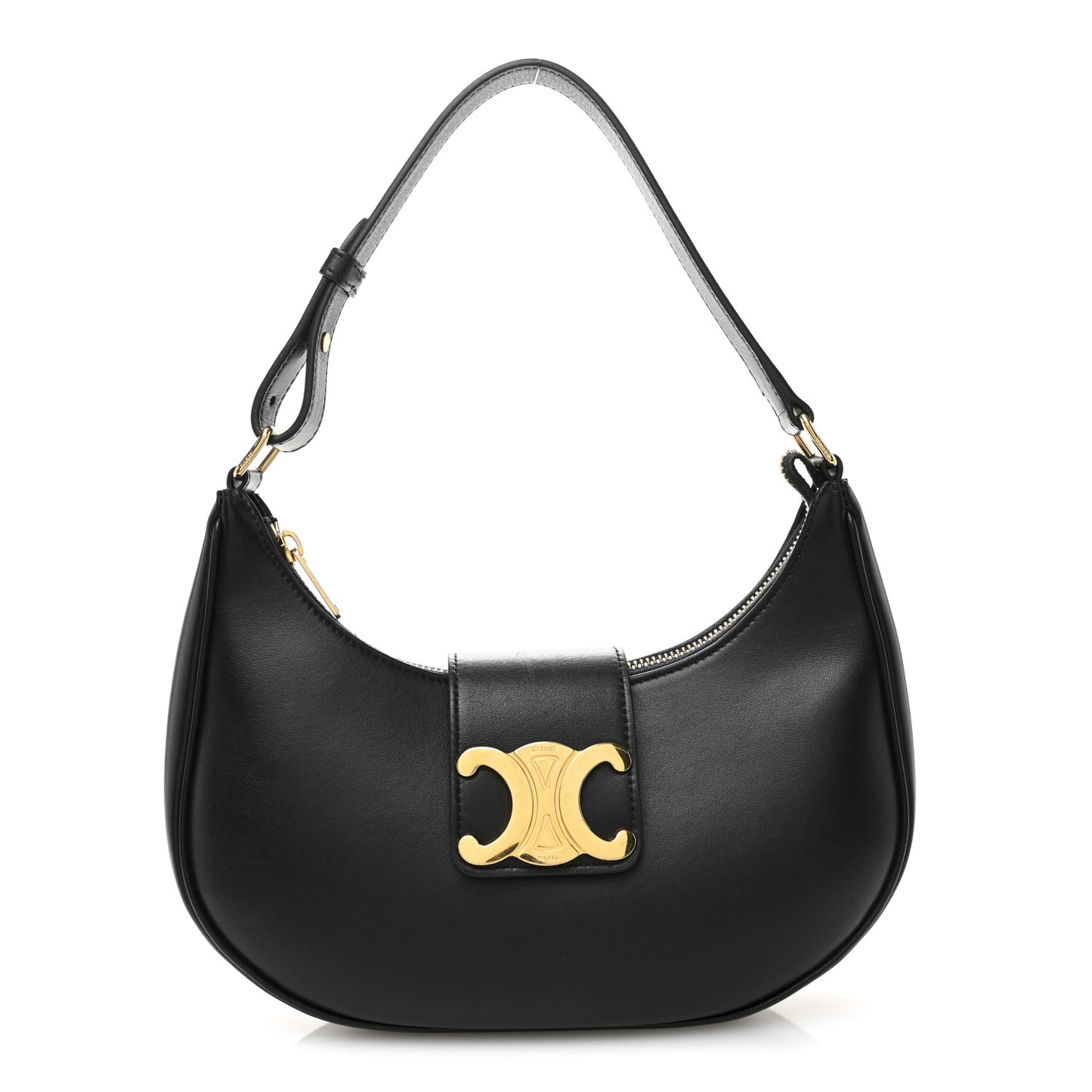 Smooth Calfskin Medium Strap Ava Triomphe Shoulder Bag Black