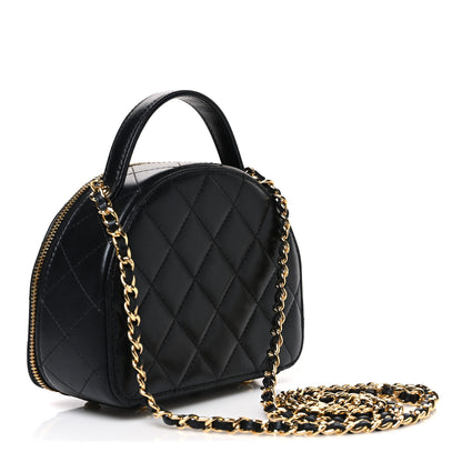 Chanel Lambskin Quilted Chic Riviera Top Handle Vanity Case Black 3 of 10