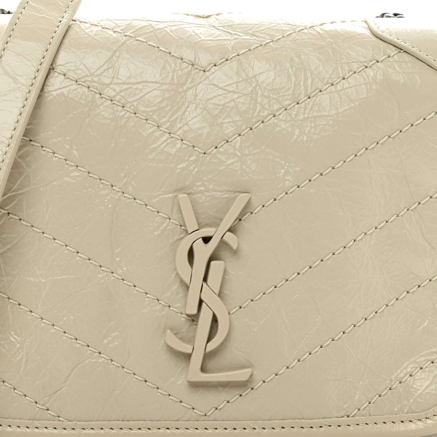 Crinkled Calfskin Matelasse Monogram Niki Chain Wallet Crema Soft