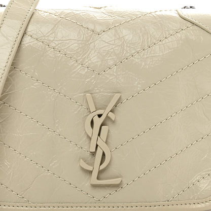 Saint Laurent Crinkled Calfskin Matelasse Monogram Niki Chain Wallet Crema Soft 7 of 9