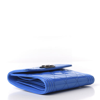 Chanel Patent Quilted Compact Boy Wallet Blue 4 of 10
