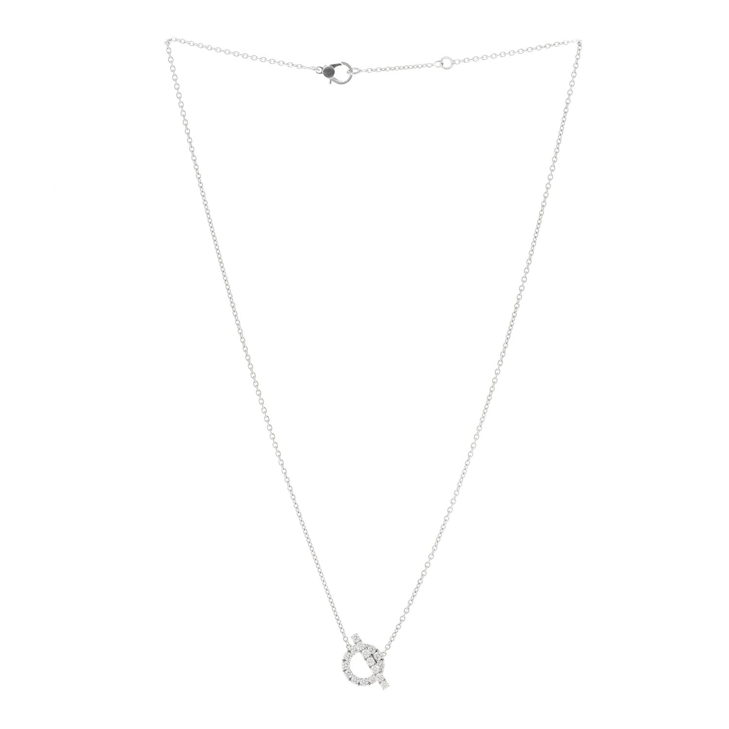 Hermes 18K White Gold Diamond Finesse Pendant Necklace 3 of 5
