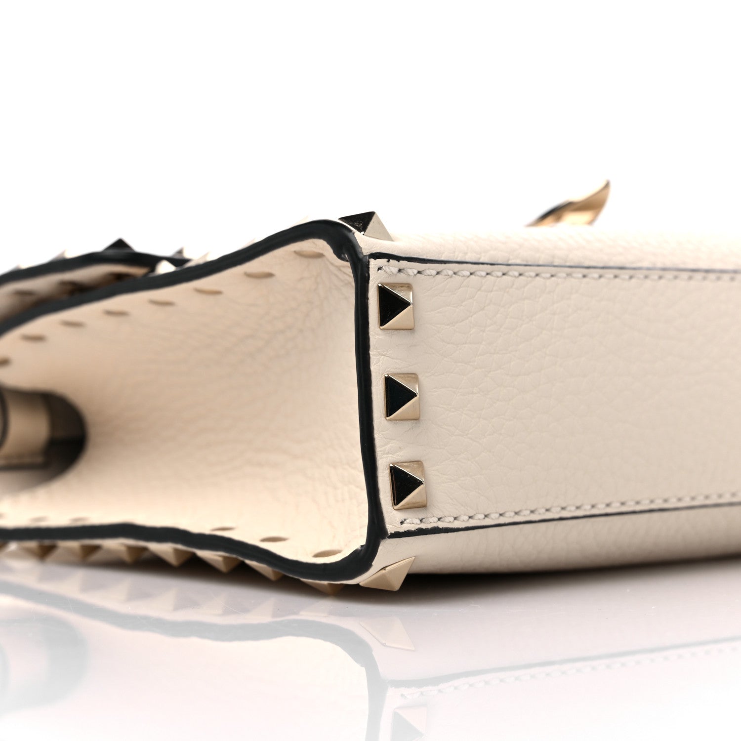 Valentino Garavani Pebbled Calfskin Medium Rockstud Flip Lock Crossbody Bag Light Ivory 7 of 8