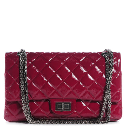 Chanel Distressed Patent 2.55 Reissue 227 Flap Raspberry Red 1 of 8