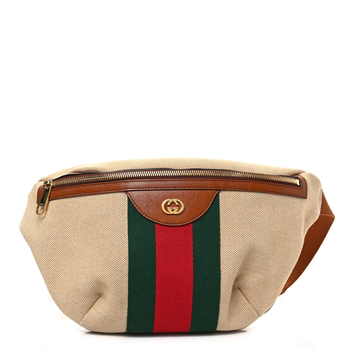 Gucci Vintage Canvas Web Belt Bag Sand Cuir 1 of 7