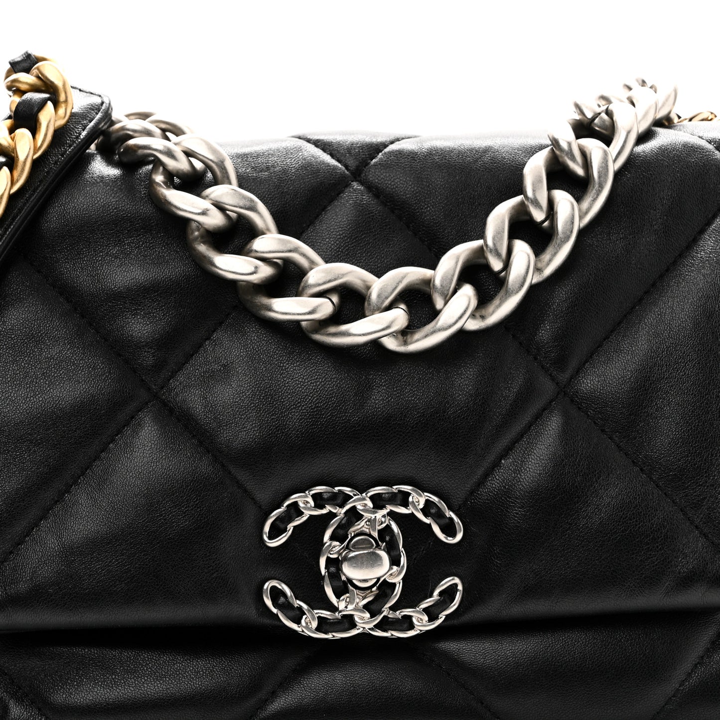 Lambskin Quilted Large Chanel 19 Flap Black