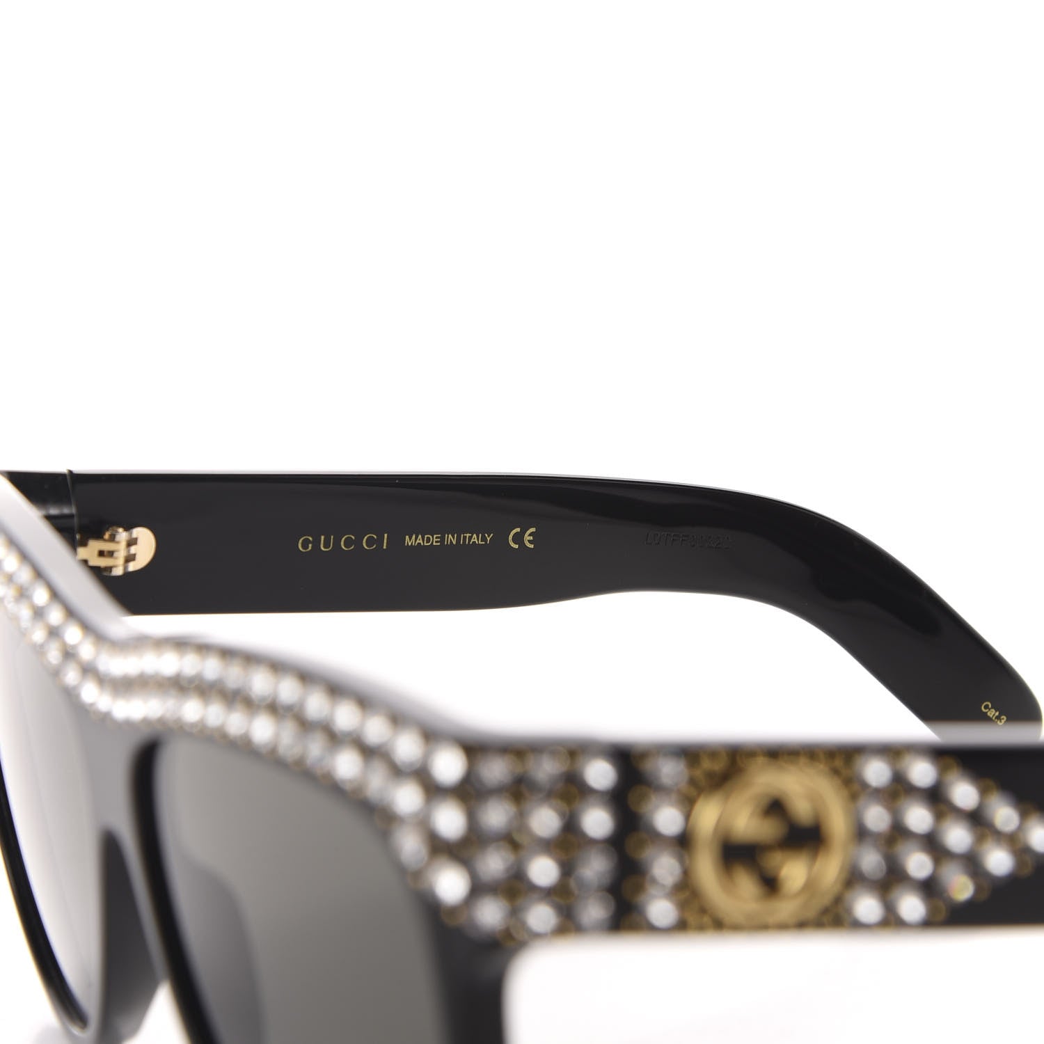Gucci Acetate Crystal Sunglasses GG0147S Black 5 of 8
