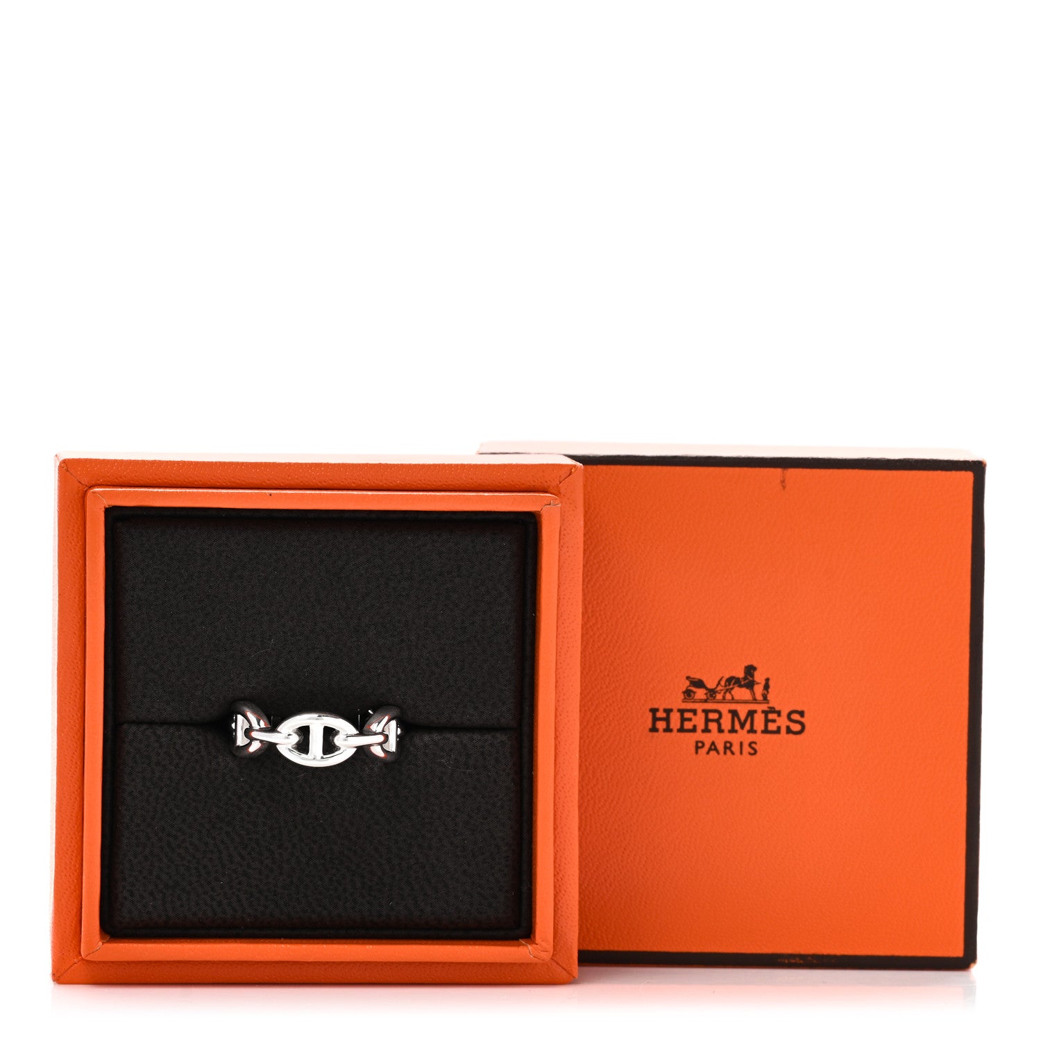 Hermes Sterling Silver PM Chaine d'Ancre Enchainee Band Ring 52 6 8 of 8