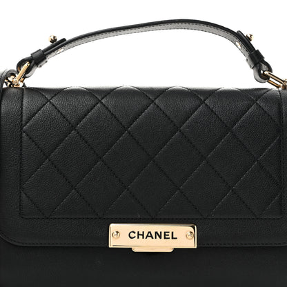 Chanel Grained Calfskin Quilted Medium Label Click Flap Bag Black 8 of 14