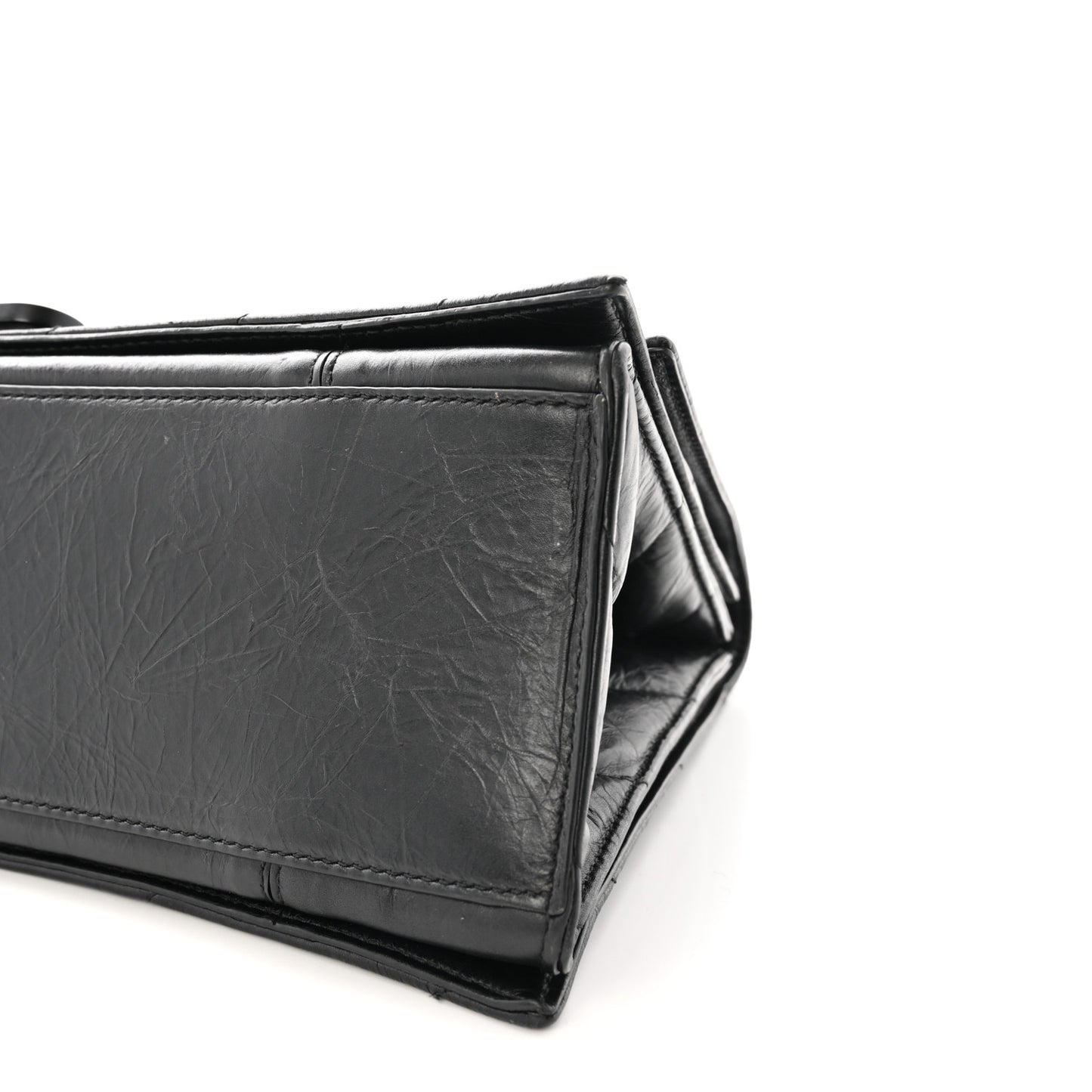 Crushed Calfskin Quilted Matte Black Hardware Medium Crush Chain Bag Black