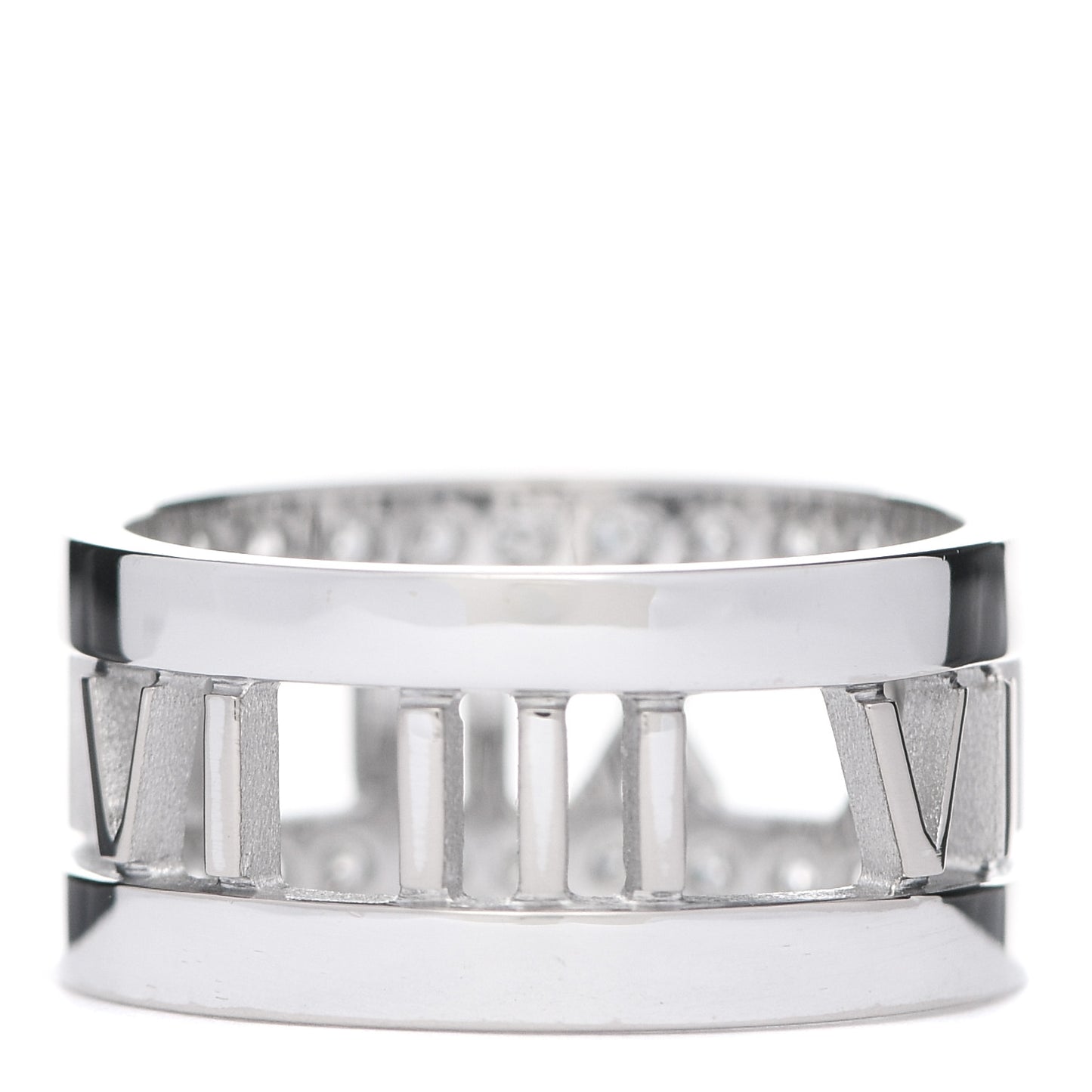 18K White Gold Diamond Wide Atlas Open Ring 50 5.25