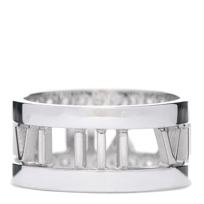 Tiffany 18K White Gold Diamond Wide Atlas Open Ring 50 5.25 3 of 6