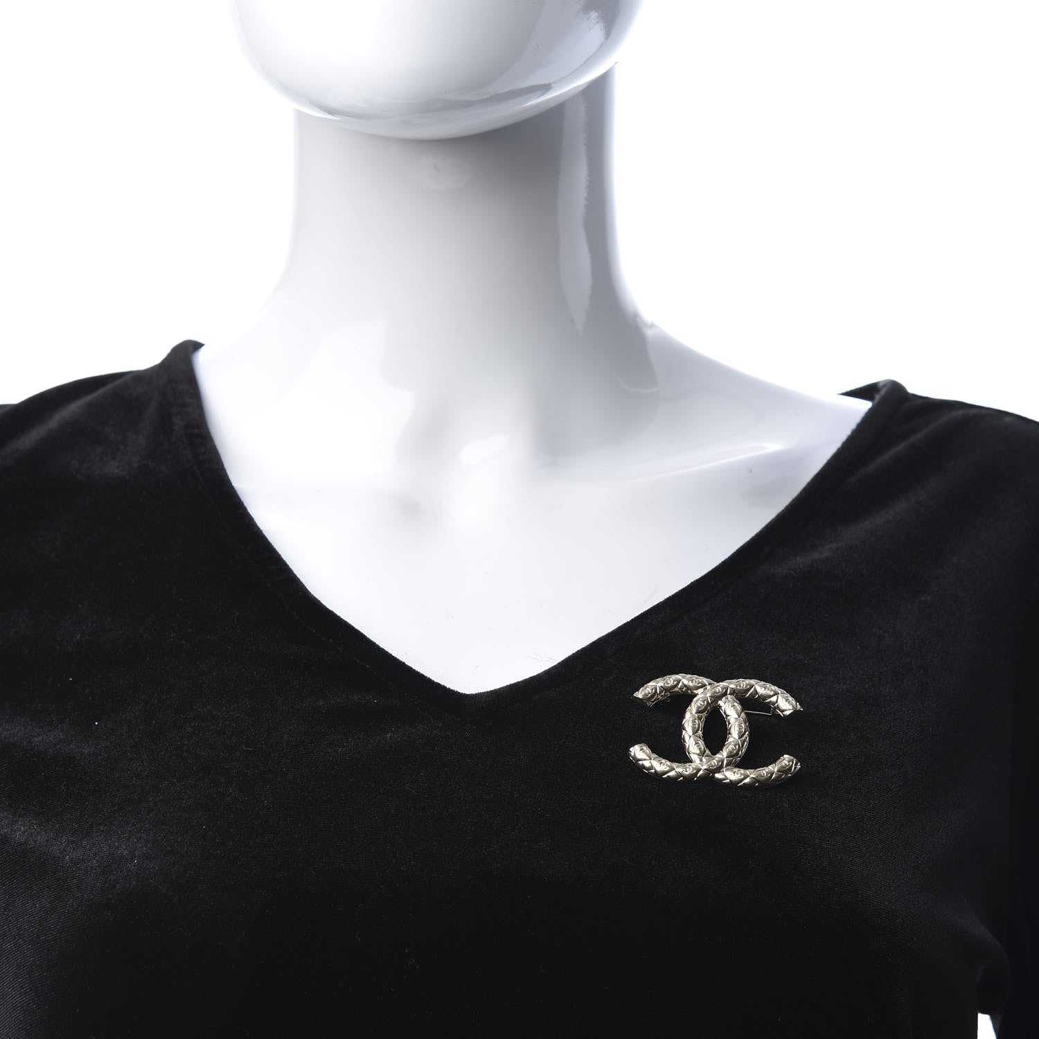 Chanel Metal CC Diamond Quilted Brooch Light Gold 2 of 5
