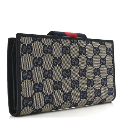 Gucci Monogram Calfskin Ladies Web Continental Wallet Beige Blue 3 of 7