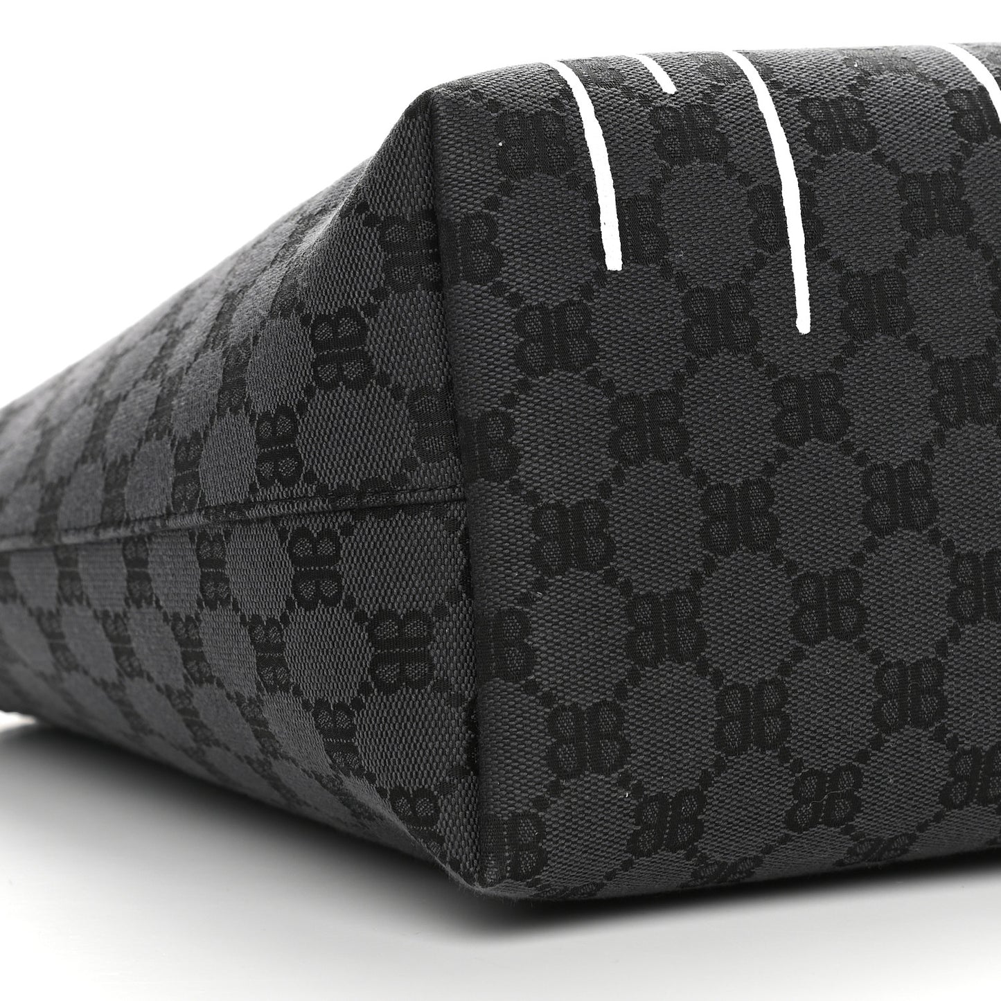 X BALENCIAGA BB Monogram Web Graffiti Medium Ophidia Shopping Tote Black