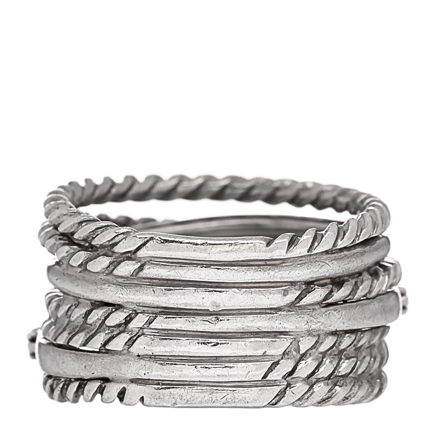 Sterling Silver Diamond 11mm Wide Crossover Cable Ring 50 5.25
