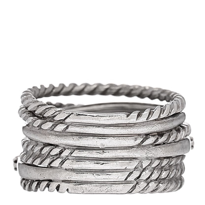 David Yurman Sterling Silver Diamond 11mm Wide Crossover Cable Ring 50 5.25 3 of 4