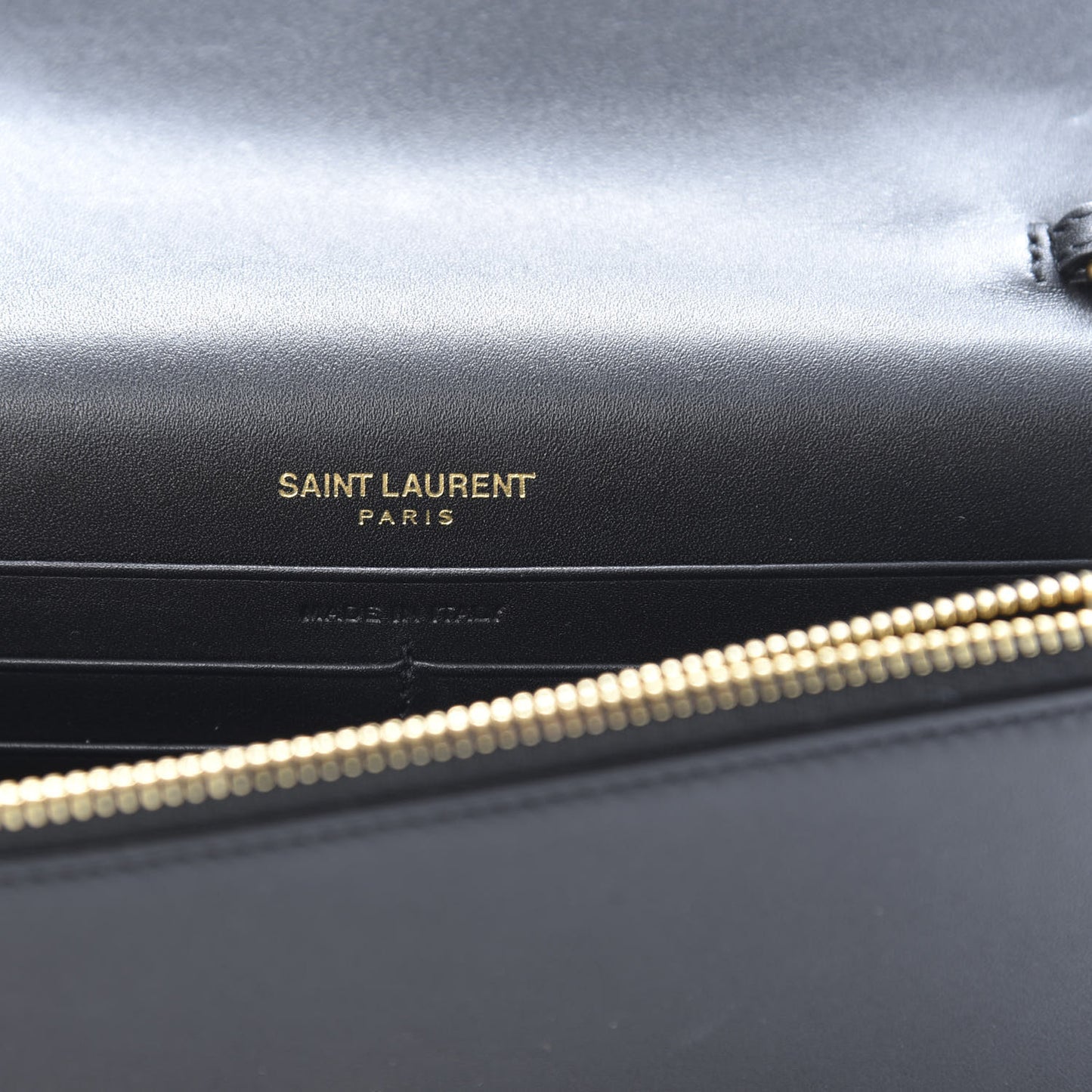 Smooth Calfskin Classic Monogram Kate Tassel Chain Wallet Black
