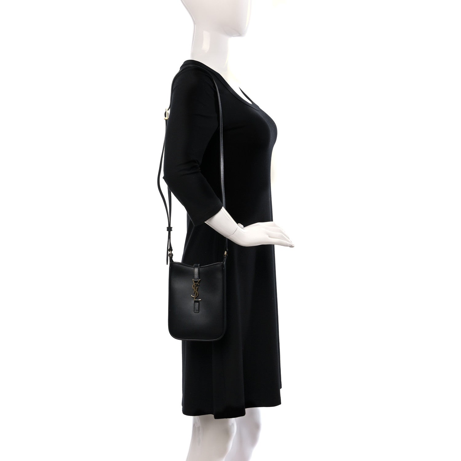 Saint Laurent Smooth Calfskin Mini Le 5 A 7 Vertical Hobo Black 2 of 10