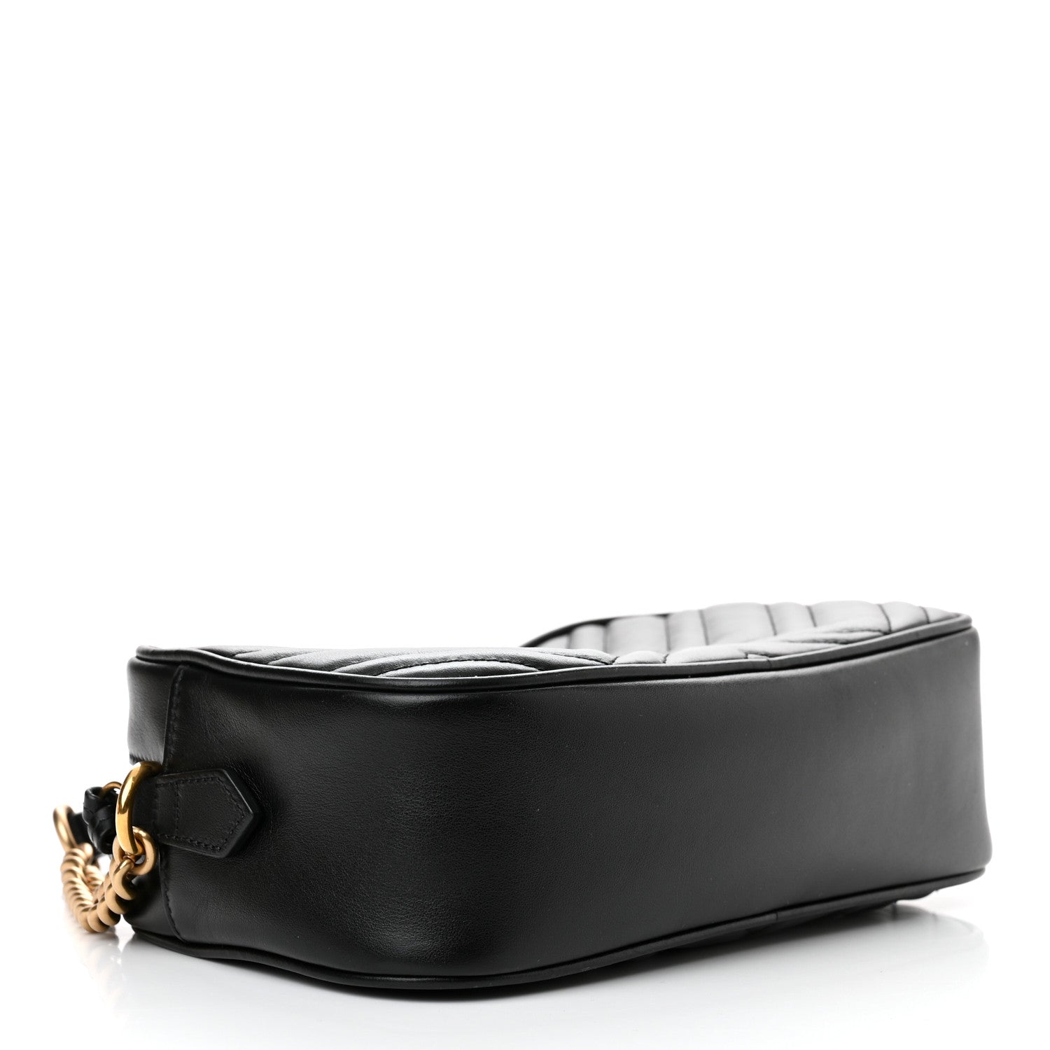 Gucci Calfskin Matelasse Small GG Marmont Chain Shoulder Bag Black 4 of 12