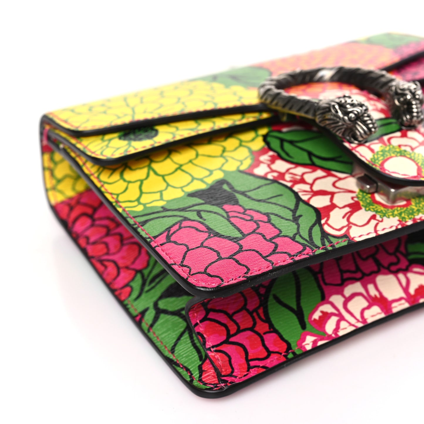 X KEN SCOTT Textured Calfskin Pomponica Print Dionysus Shoulder Bag Multicolor