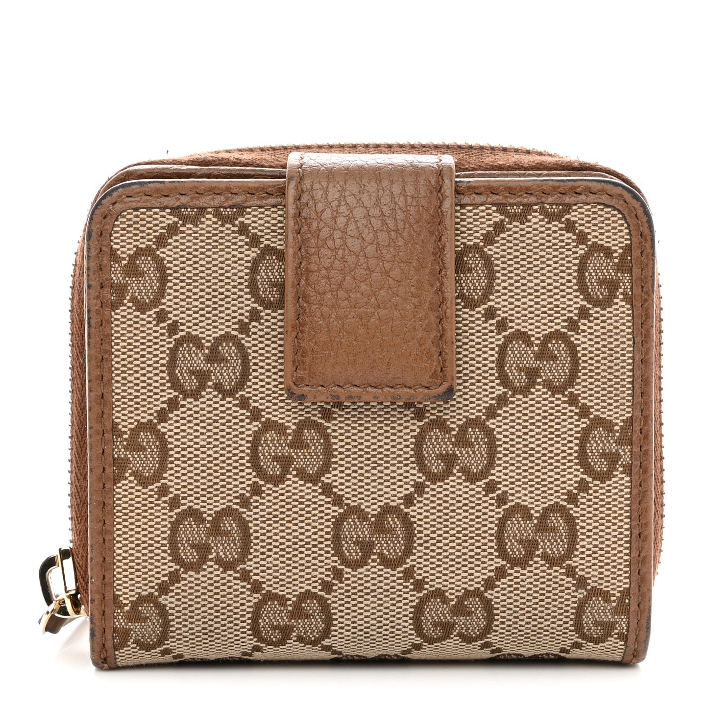 Monogram Dollar Calfskin Zip Around French Wallet Beige Ebony Tabacco