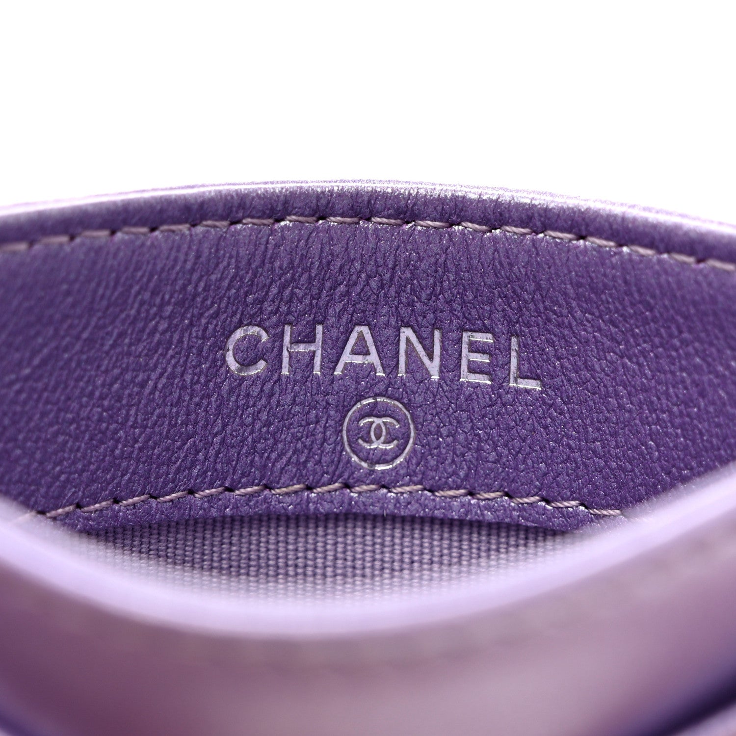 Chanel Metallic Lambskin Quilted Card Holder Light Purple 5 of 8