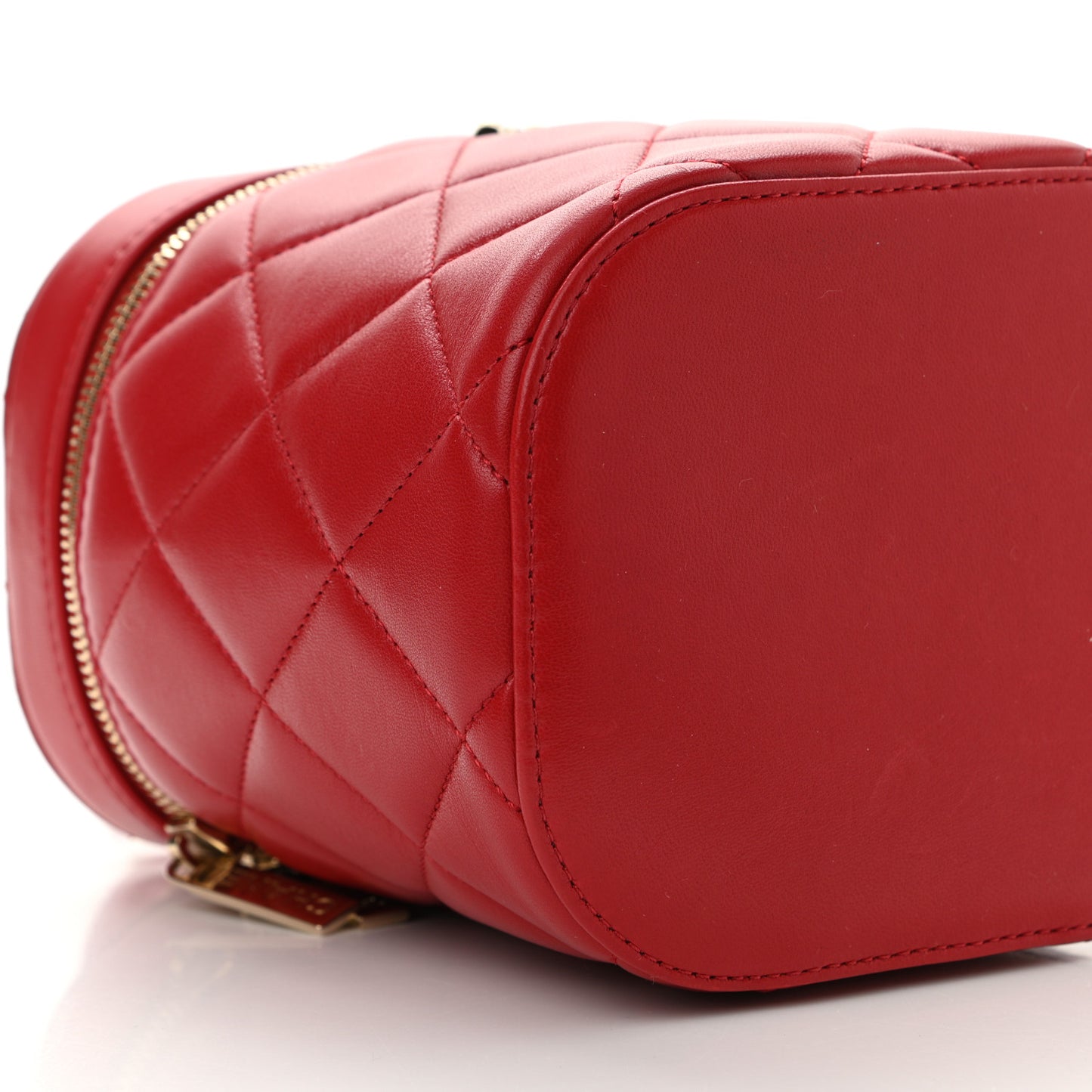 Lambskin Quilted Trendy Vanity Case Red