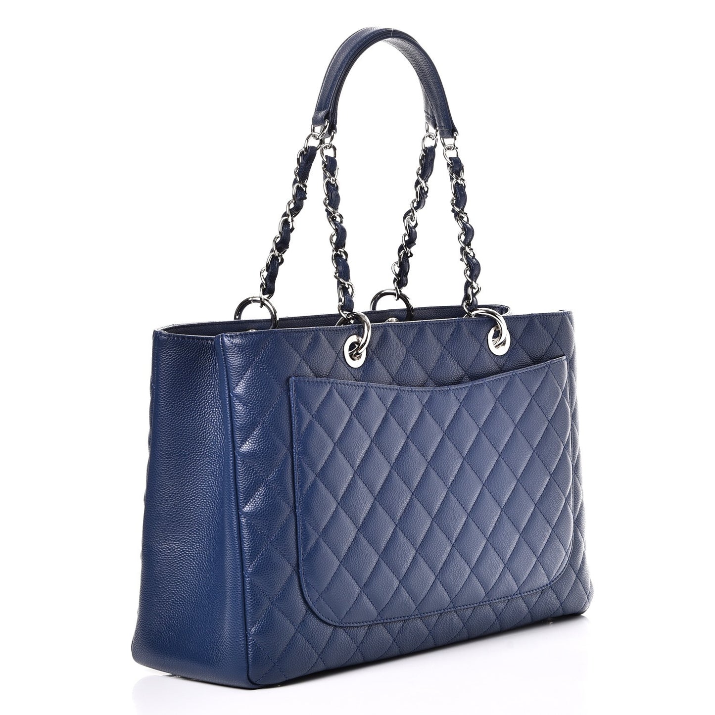 Caviar Quilted XL Grand Shopping Tote GST Dark Navy Blue