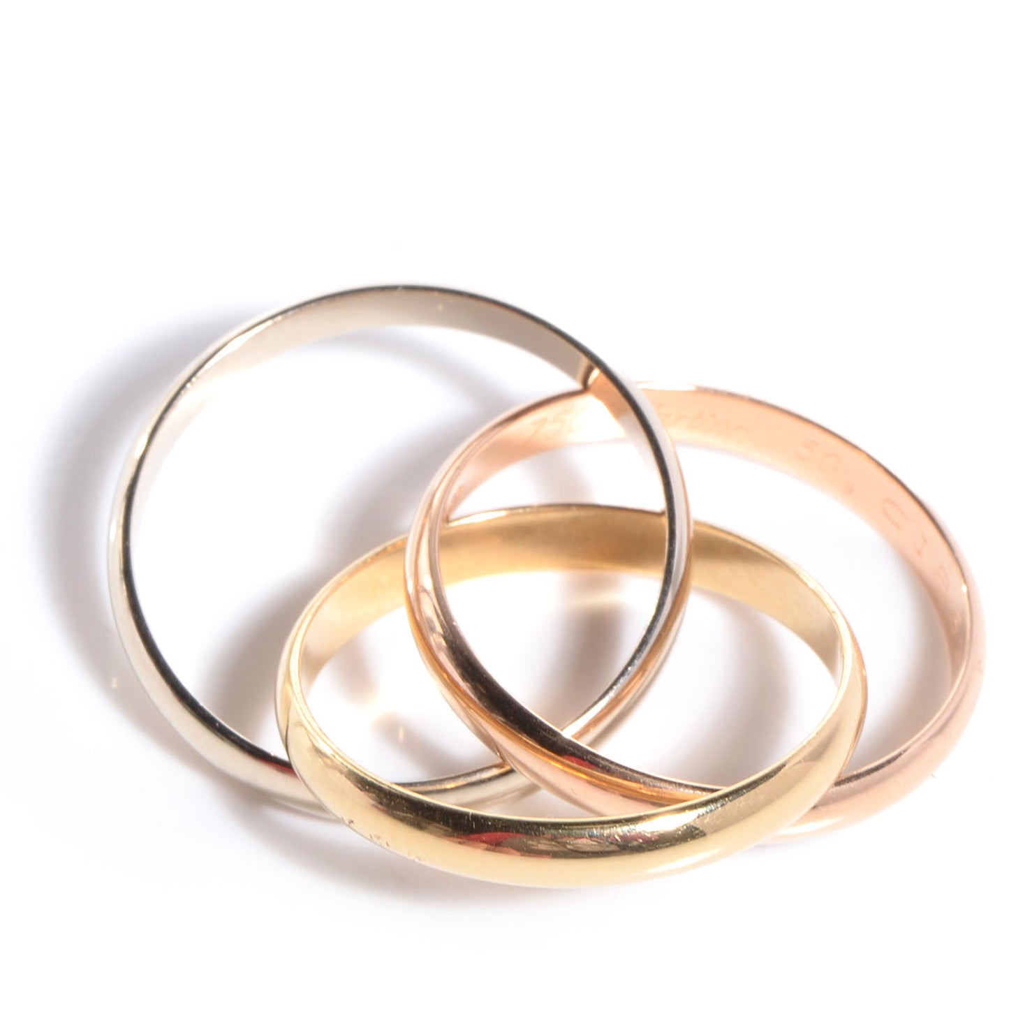 18k Pink Yellow White Gold Trinity Ring 50 US 5.25